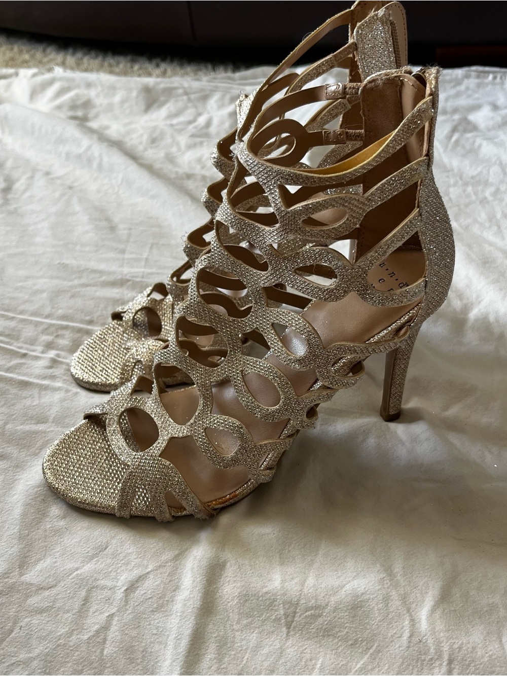 A New Day Gold Glitter Cutout High Heel Sandals